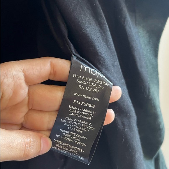 MAJE 100% Lambs Leather Draped Jacket - 36 EUR - Picture 12 of 16